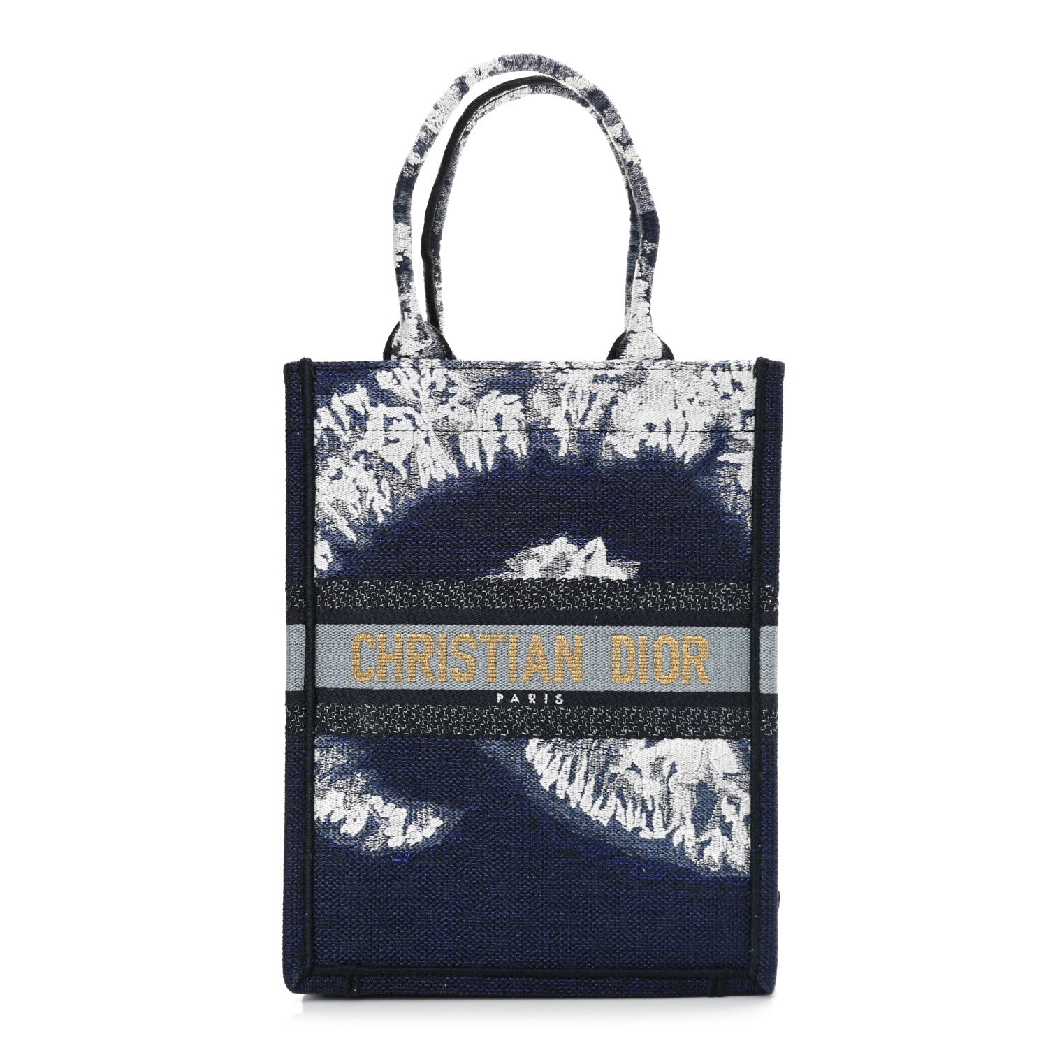 Christian Dior Canvas Canvas Embroidered Tie Dye Vertical Book Tote Blue Multicolor 1 of 12