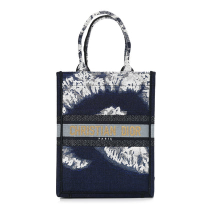 Christian Dior Canvas Canvas Embroidered Tie Dye Vertical Book Tote Blue Multicolor 1 of 12
