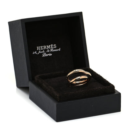 Hermes 18K Rose Gold Diamond Vertige Coeur Ring 52 6 6 of 6
