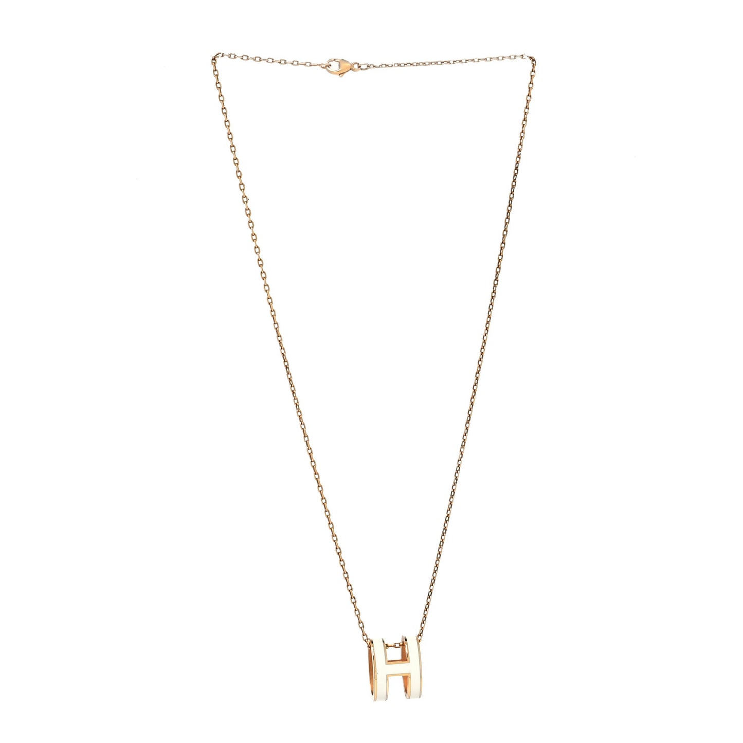 Lacquered Rose Gold Pop H Pendant Necklace White
