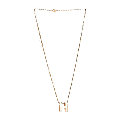 Hermes Lacquered Rose Gold Pop H Pendant Necklace White 2 of 5