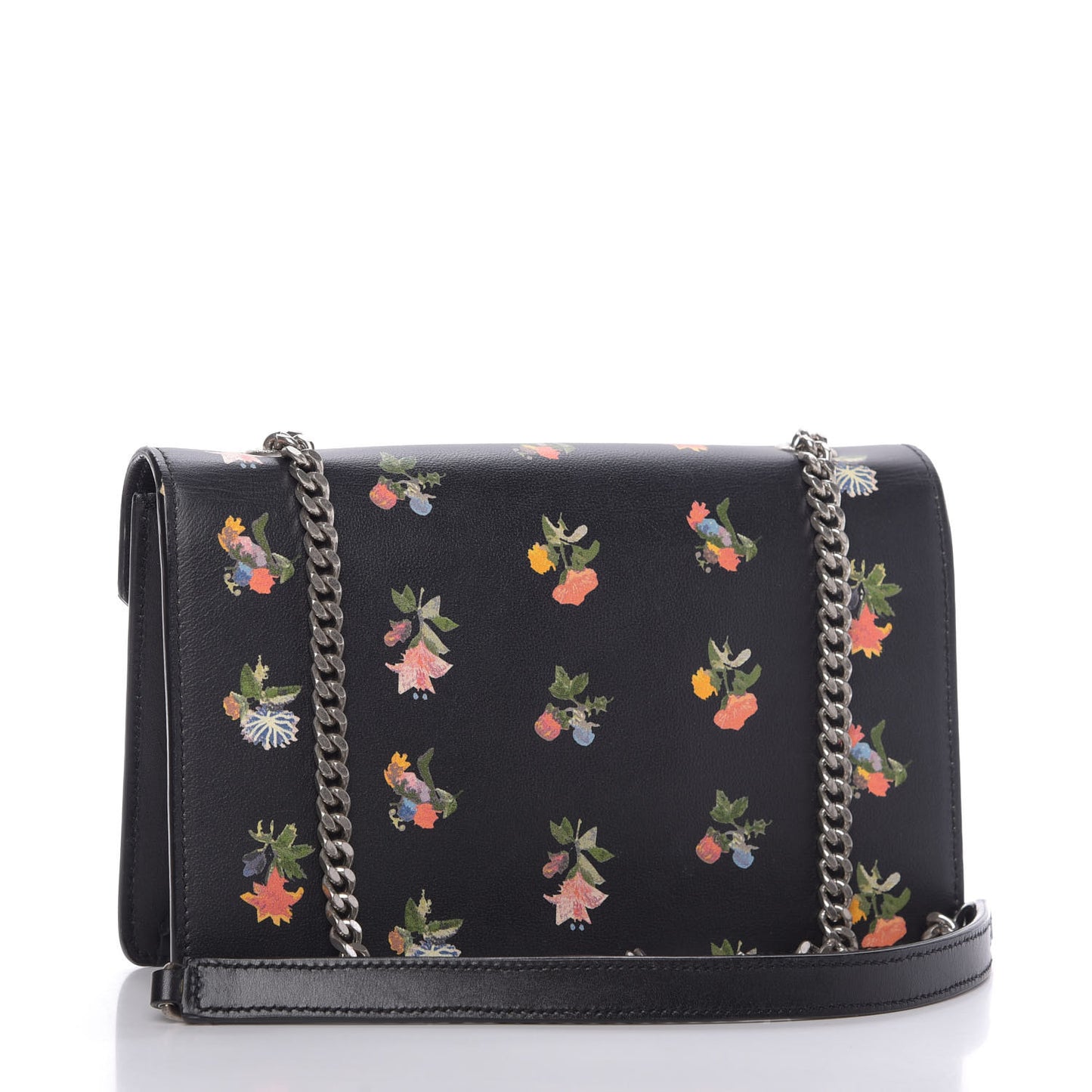 Calfskin Prairie Flower Printed Mini Betty Black