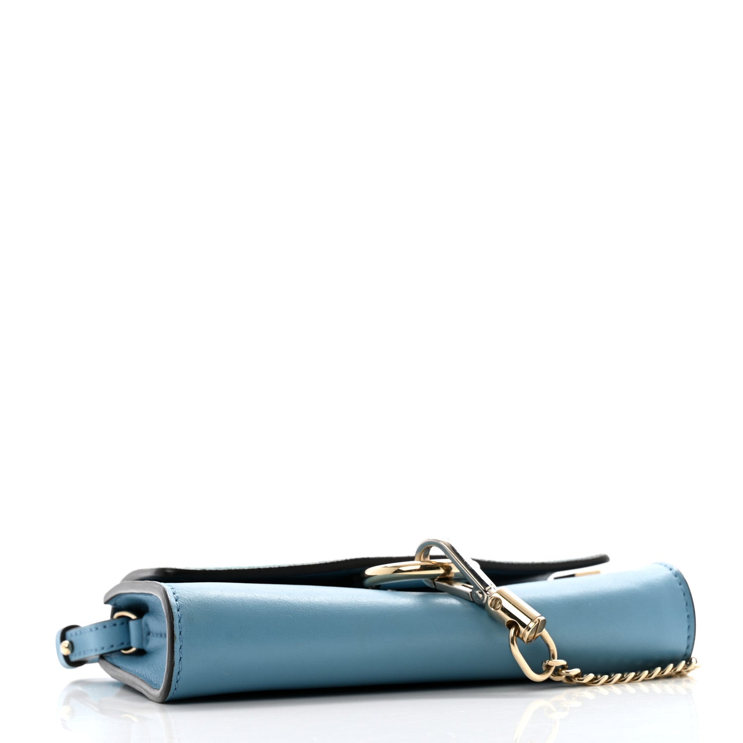 Chloe Suede Calfskin Faye Wallet On Strap Vinyl Blue 4 of 13