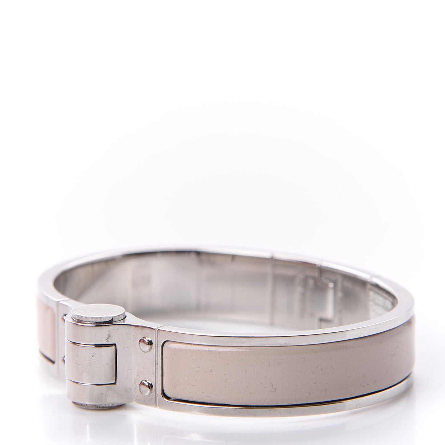 Enamel Charniere Uni Narrow Hinged Bracelet S Beige Rose