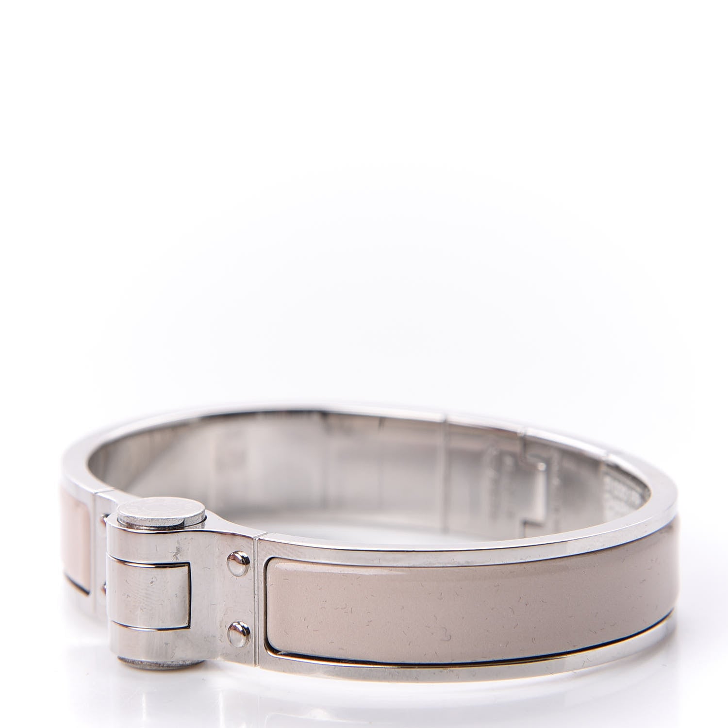 Hermes Enamel Charniere Uni Narrow Hinged Bracelet S Beige Rose 4 of 12