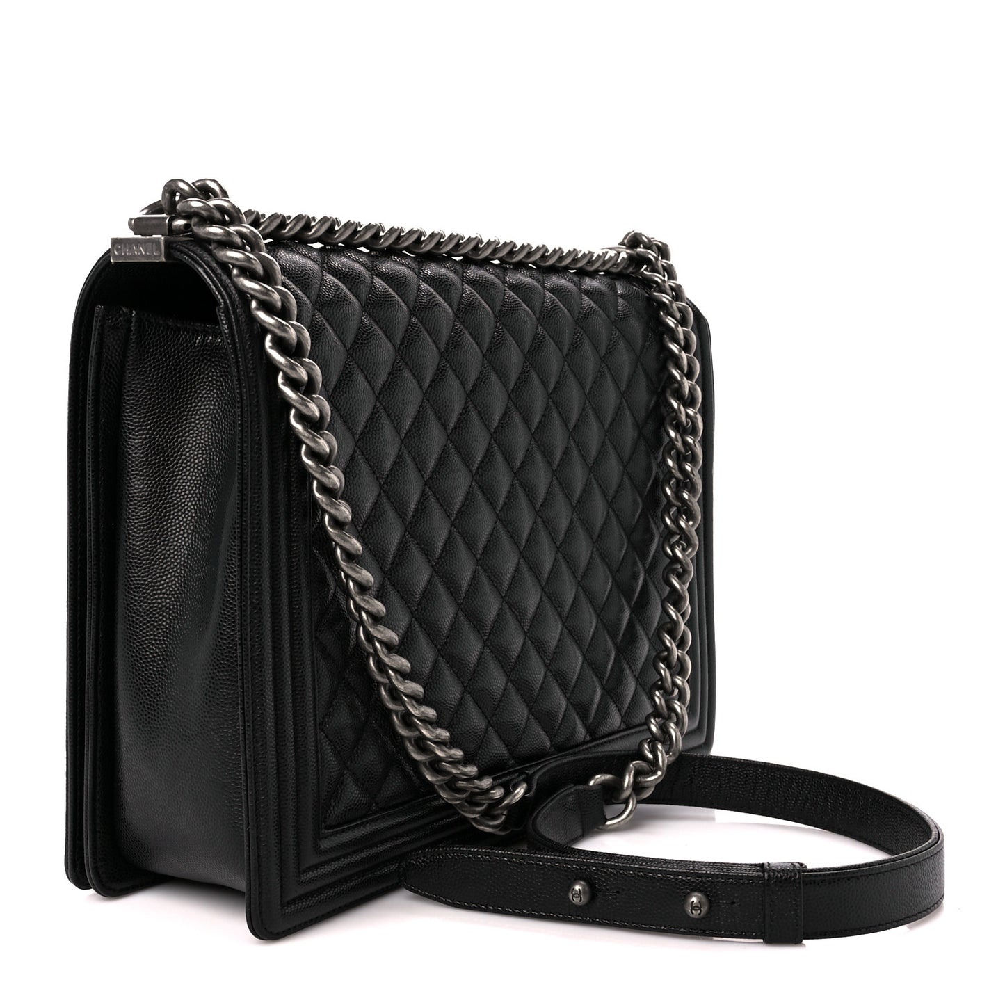 Caviar Quilted Large Boy Flap Black