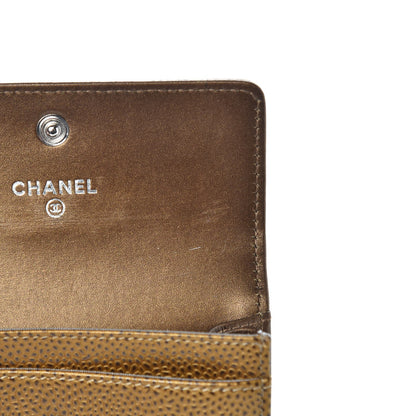 Chanel Metallic Caviar CC Timeless Card Holder Dark Gold 9 of 9