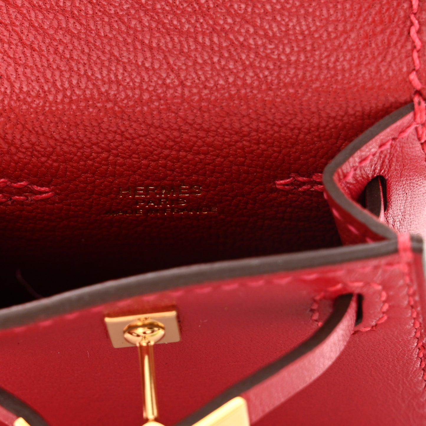 Tadelakt Mini Kelly Twilly Bag Charm Rouge Vif