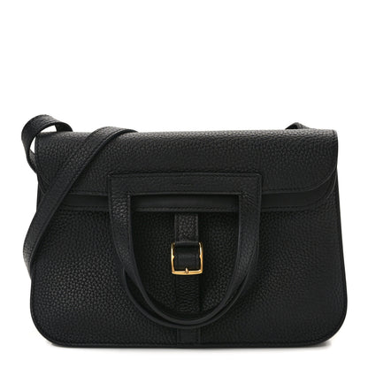 Hermes Taurillon Clemence Halzan 25 Black 1 of 13