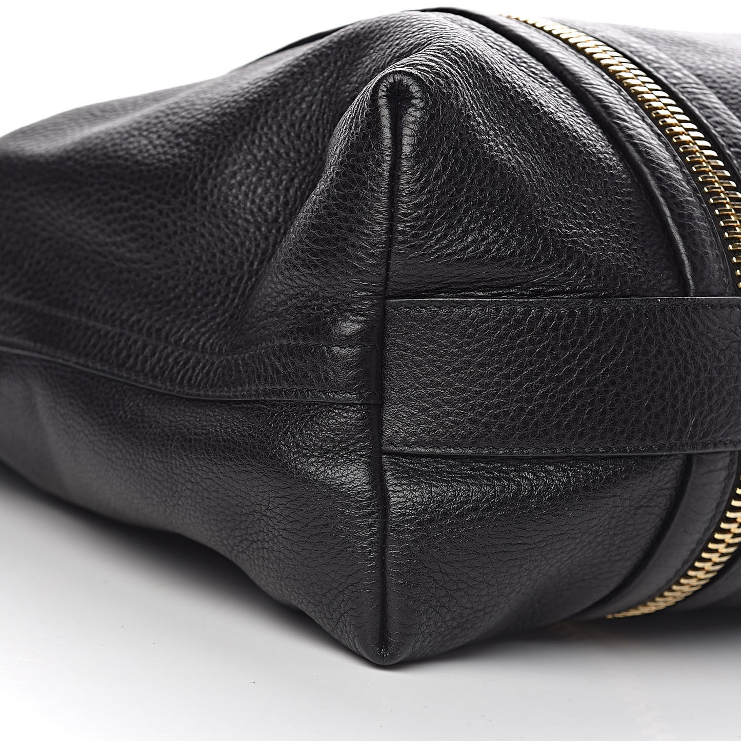 Pebbled Calfskin Medium Amber Zip Tote Black