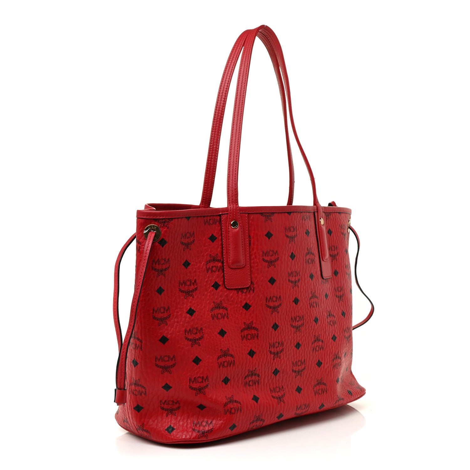 MCM Visetos Medium Liz Reversible Shopper Tote Ruby Red 3 of 17