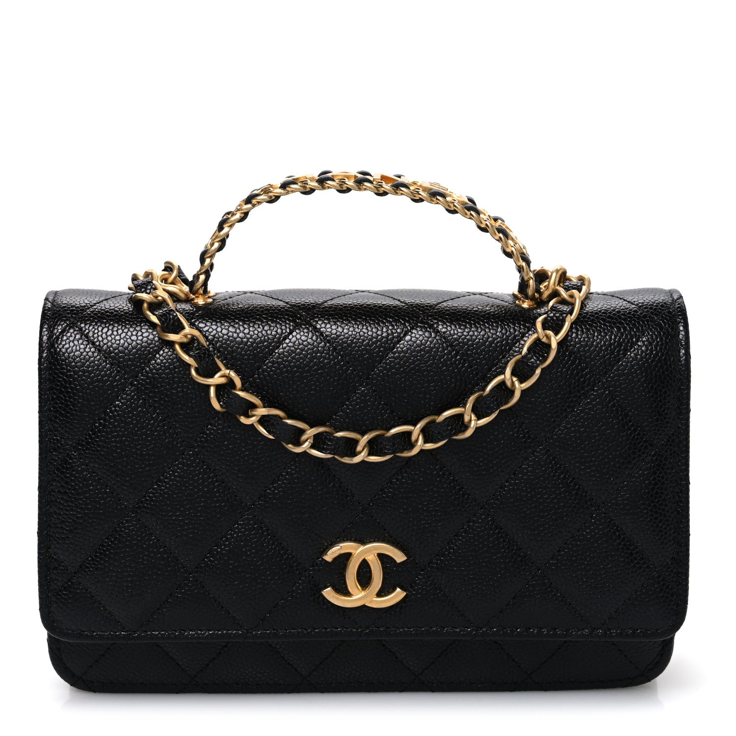 Chanel Shiny Caviar Quilted Pick Me Up Wallet On Chain WOC Black 1 of 11