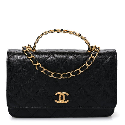 Chanel Shiny Caviar Quilted Pick Me Up Wallet On Chain WOC Black 1 of 11