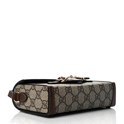 Gucci GG Supreme Monogram Mini Horsebit 1955 Shoulder Bag Beige Brown Sugar 3 of 9