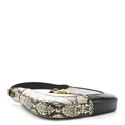 Gucci Snakeskin Small Jackie 1961 Hobo Black Beige 4 of 10