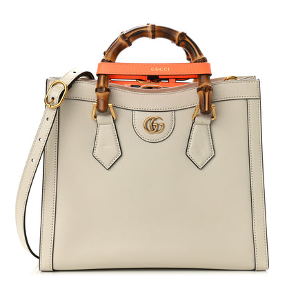 Gucci Wonka Grain Calfskin Small Diana Tote Bag Mystic White Orange Fluo 1 of 10