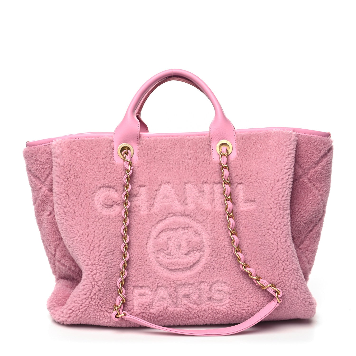 Chanel Shearling Lambskin Medium Deauville Tote Pink 2 of 14