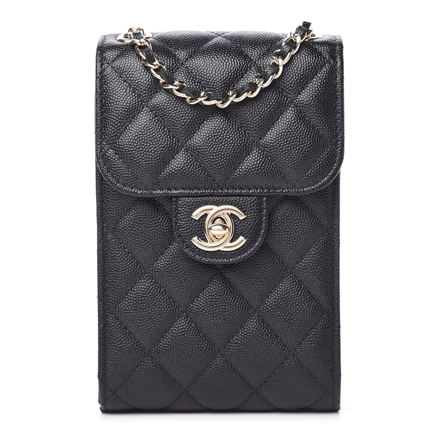 Caviar Quilted Classic Phone Holder Black