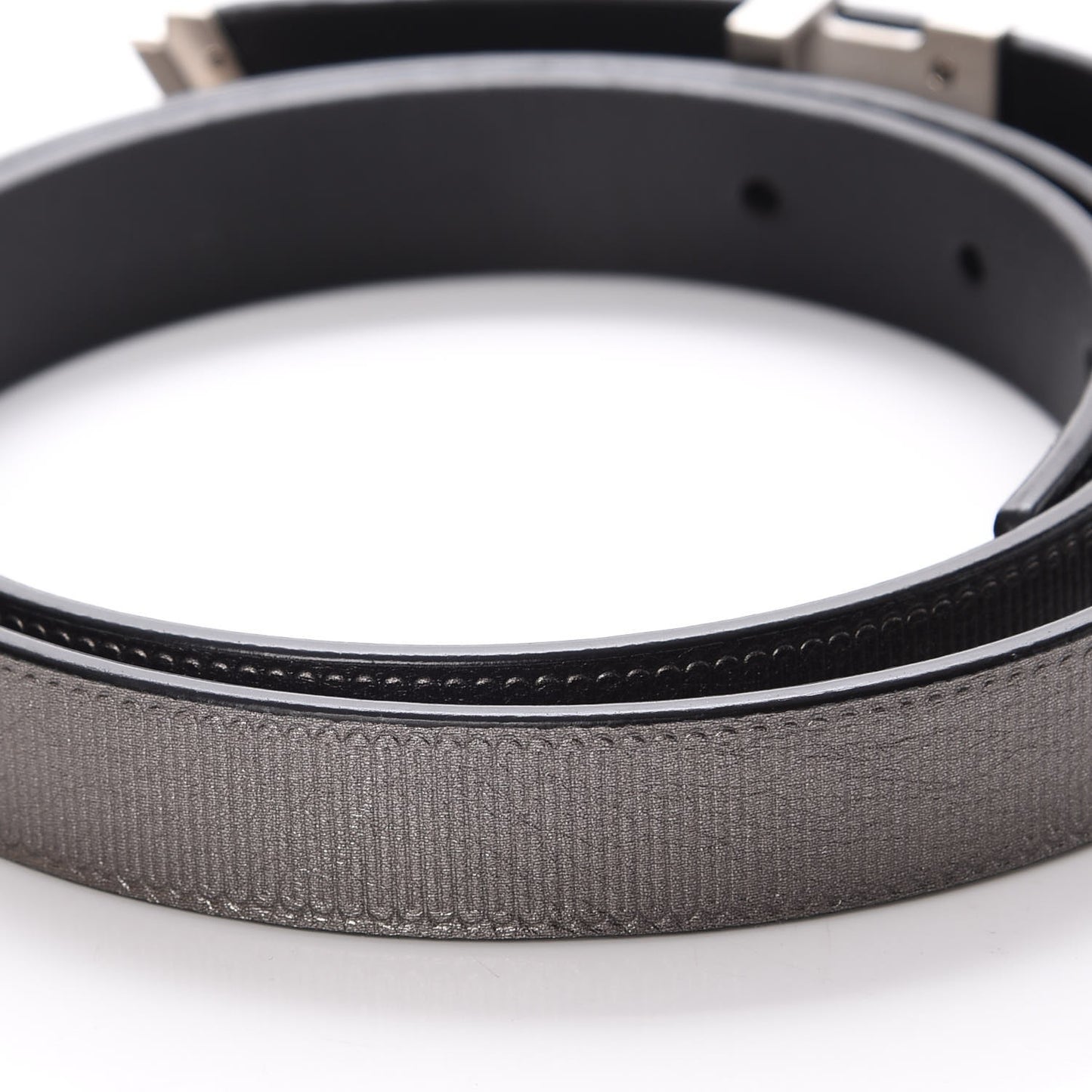 Calfskin Embossed 20MM LV Initiales Belt 80 32 Silver