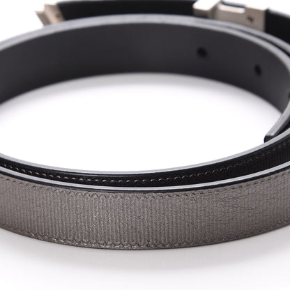Louis Vuitton Calfskin Embossed 20MM LV Initiales Belt 80 32 Silver 4 of 9