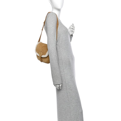 Christian Dior Suede Shearling Medium Bobby Flap Natural 2 of 9