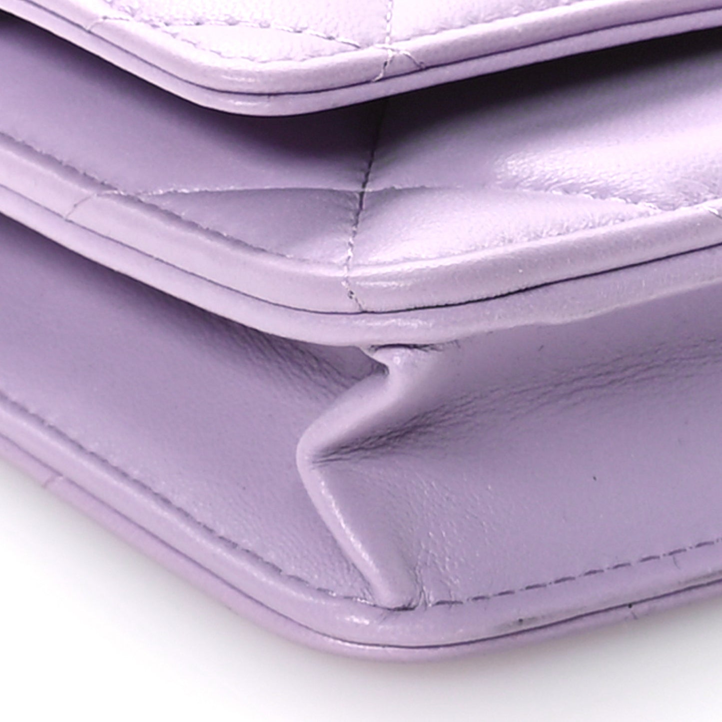Lambskin Quilted Chanel 19 Wallet On Chain WOC Light Purple