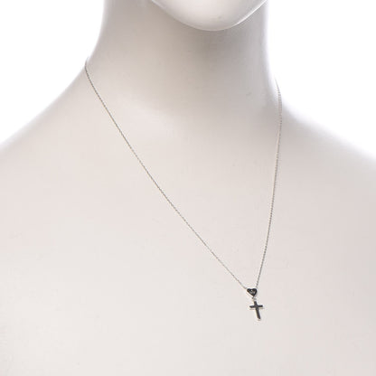 Gucci 18K White Gold Diamond Heart Cross Pendant Necklace 2 of 6