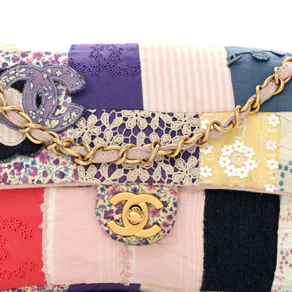 Chanel Fabric Patchwork Medium Flap Bag Pink 8 of 12