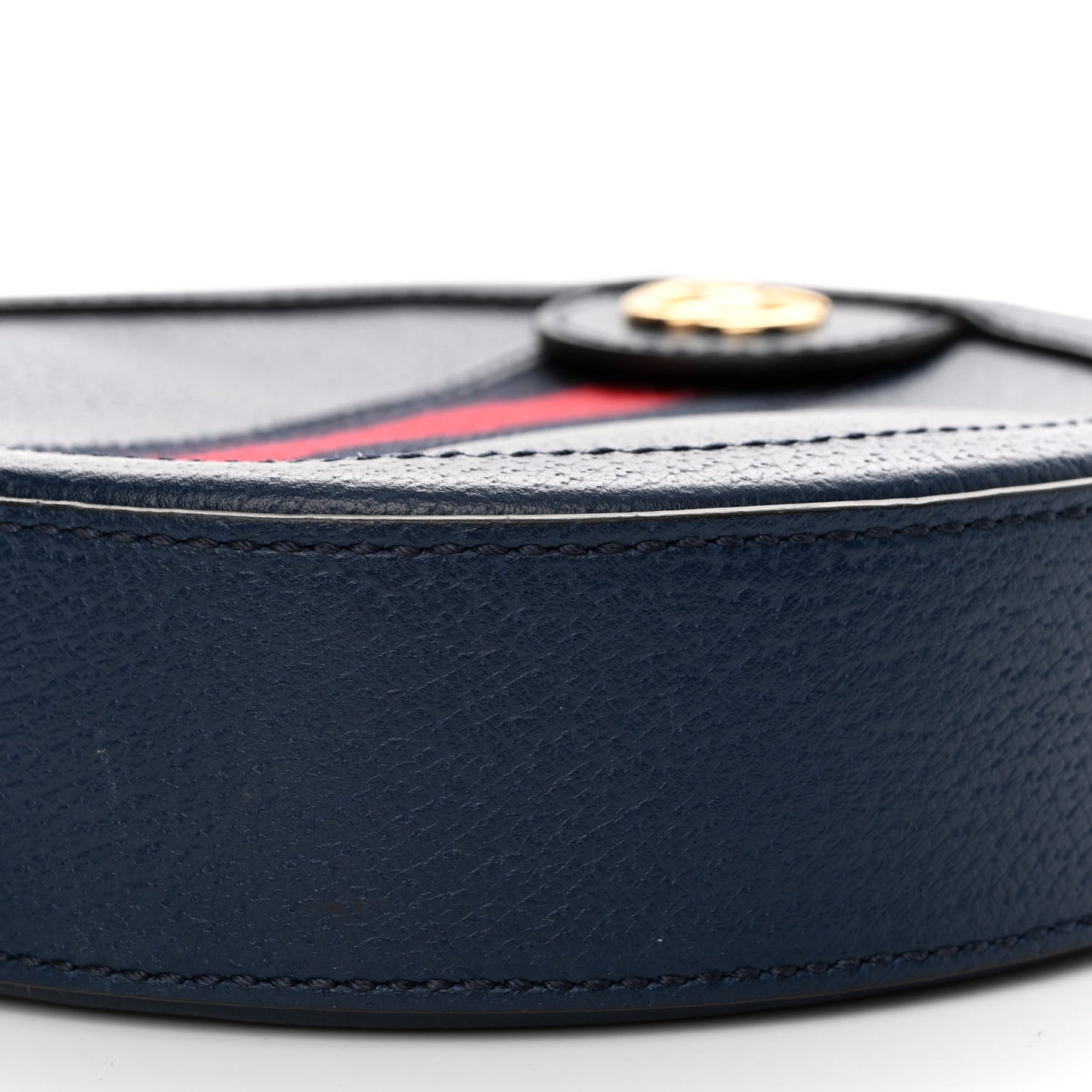 Soft Textured Calfskin Web Mini Ophidia Round Shoulder Bag Blue Agata