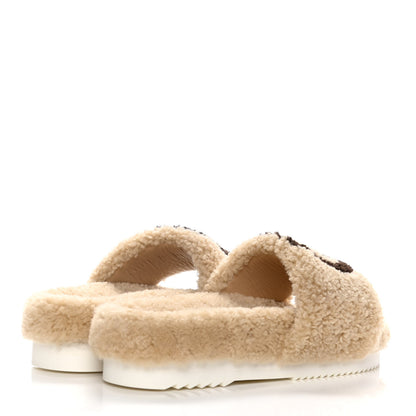 Gucci Shearling Womens Eileen Slide Sandals 38 Cocoa Butterscotch 4 of 11