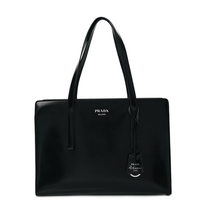 Prada Spazzolato Medium Re-Edition 1995 Double Handle Handbag Black 1 of 7