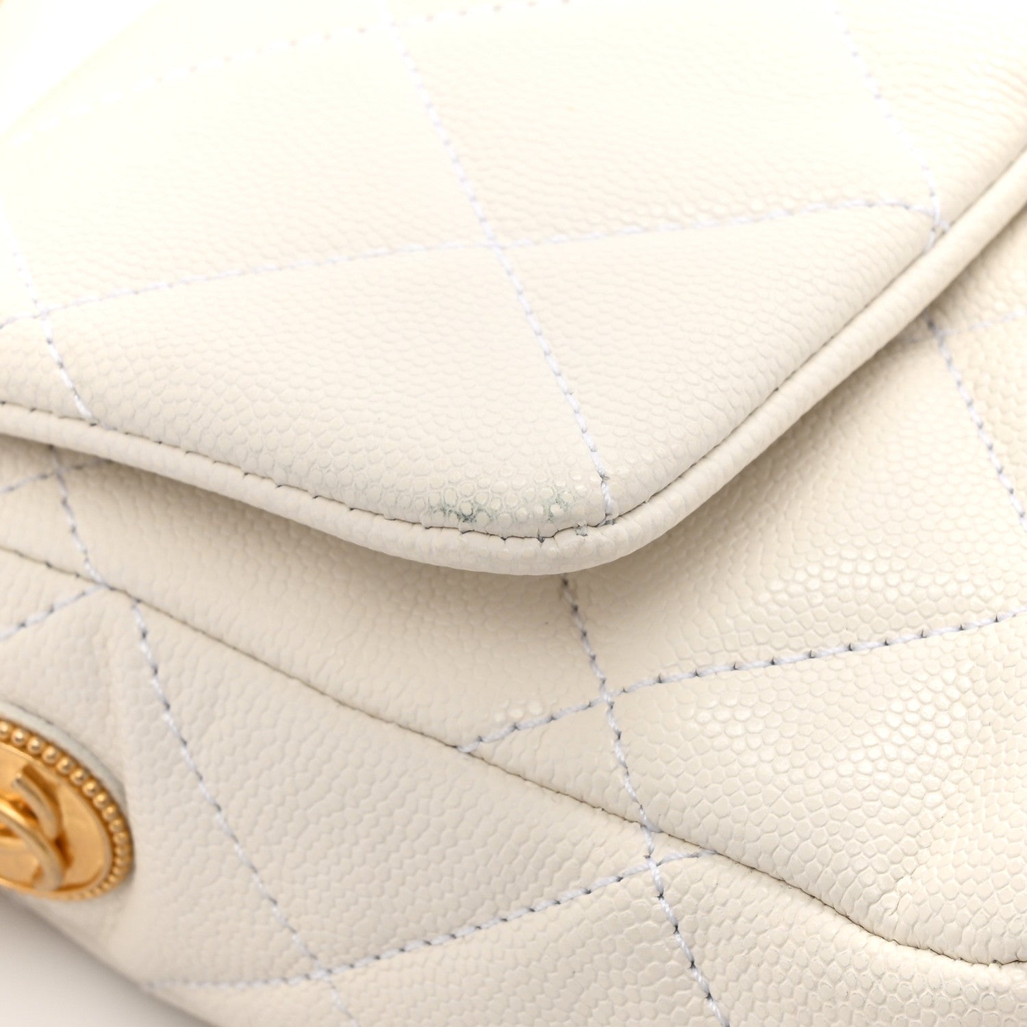 Chanel Caviar Quilted Small Twist Your Buttons Flap White 11 of 12