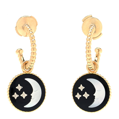 Christian Dior 18K Yellow Gold Diamond Black Onyx Mother of Pearl Rose Celeste Earrings Drop Earrings 1 of 4