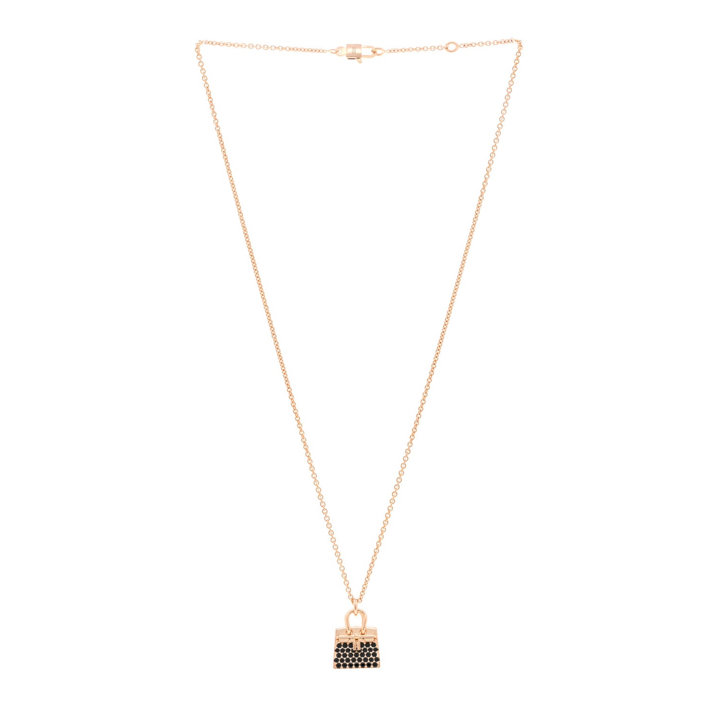 18K Rose Gold Black Spinel Birkin Pendant Necklace