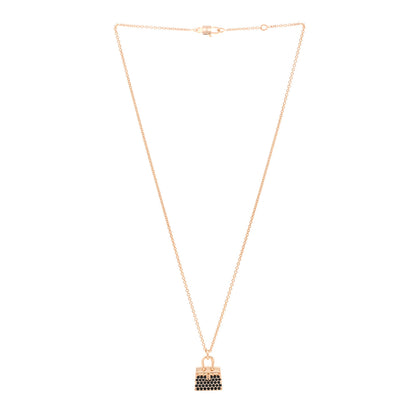 Hermes 18K Rose Gold Black Spinel Birkin Pendant Necklace 3 of 5