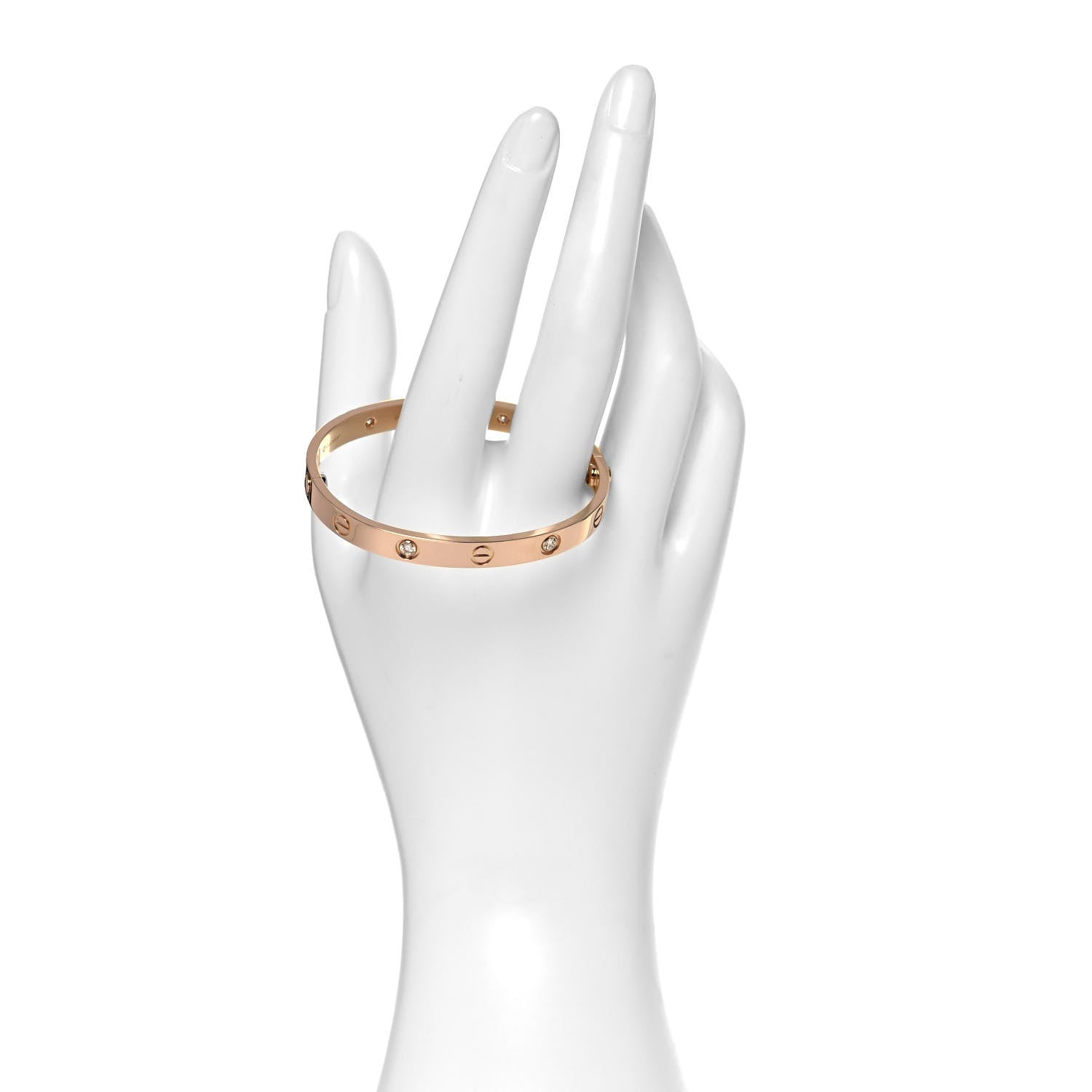 Cartier 18K Pink Gold 4 Diamond LOVE Bracelet 16 3 of 9