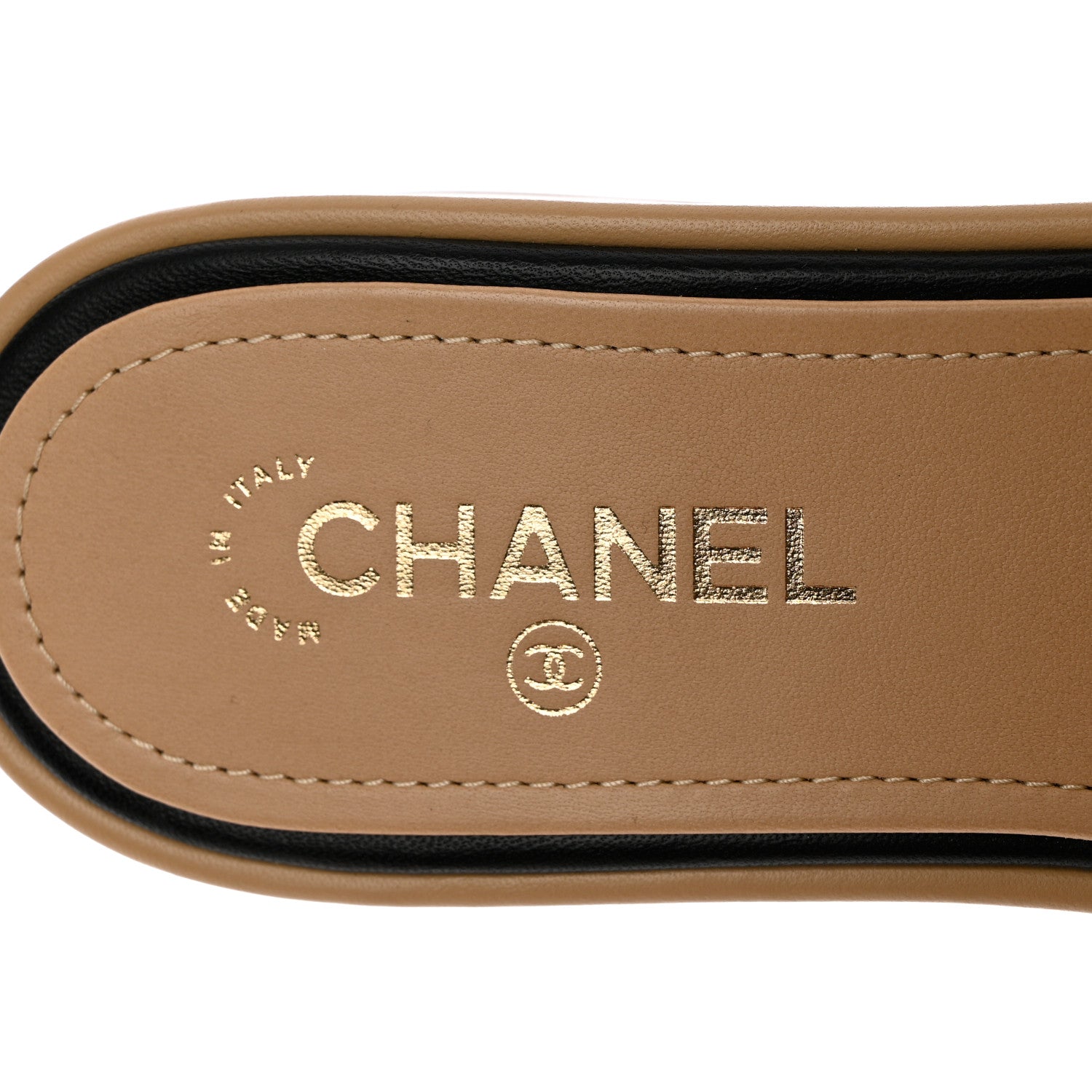 Chanel Lambskin Embroidered Logo Mules 41.5 Beige Black 7 of 8