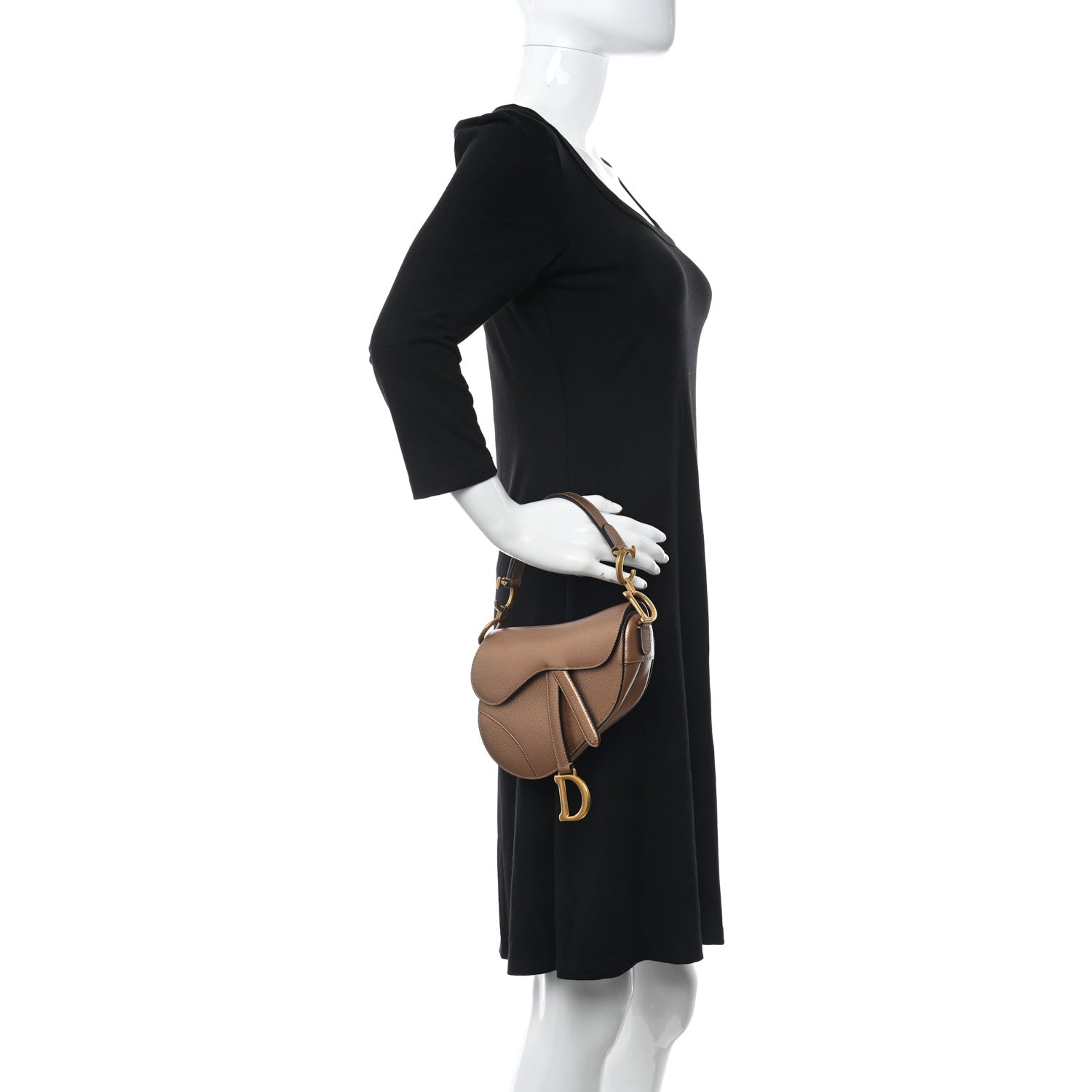 Christian Dior Metallic Grained Calfskin Mini Saddle Bag Gold 2 of 9