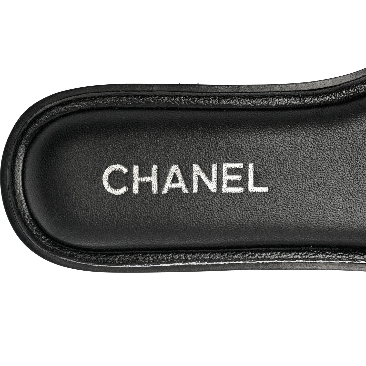 Chanel Shiny Goatskin Quilted CC Mules Sandals 38.5 Black 7 of 9