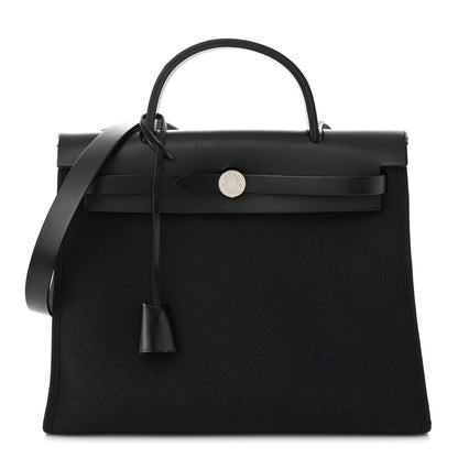 Hermes Military Toile Vache Hunter Herbag Zip PM 31 Black 1 of 13