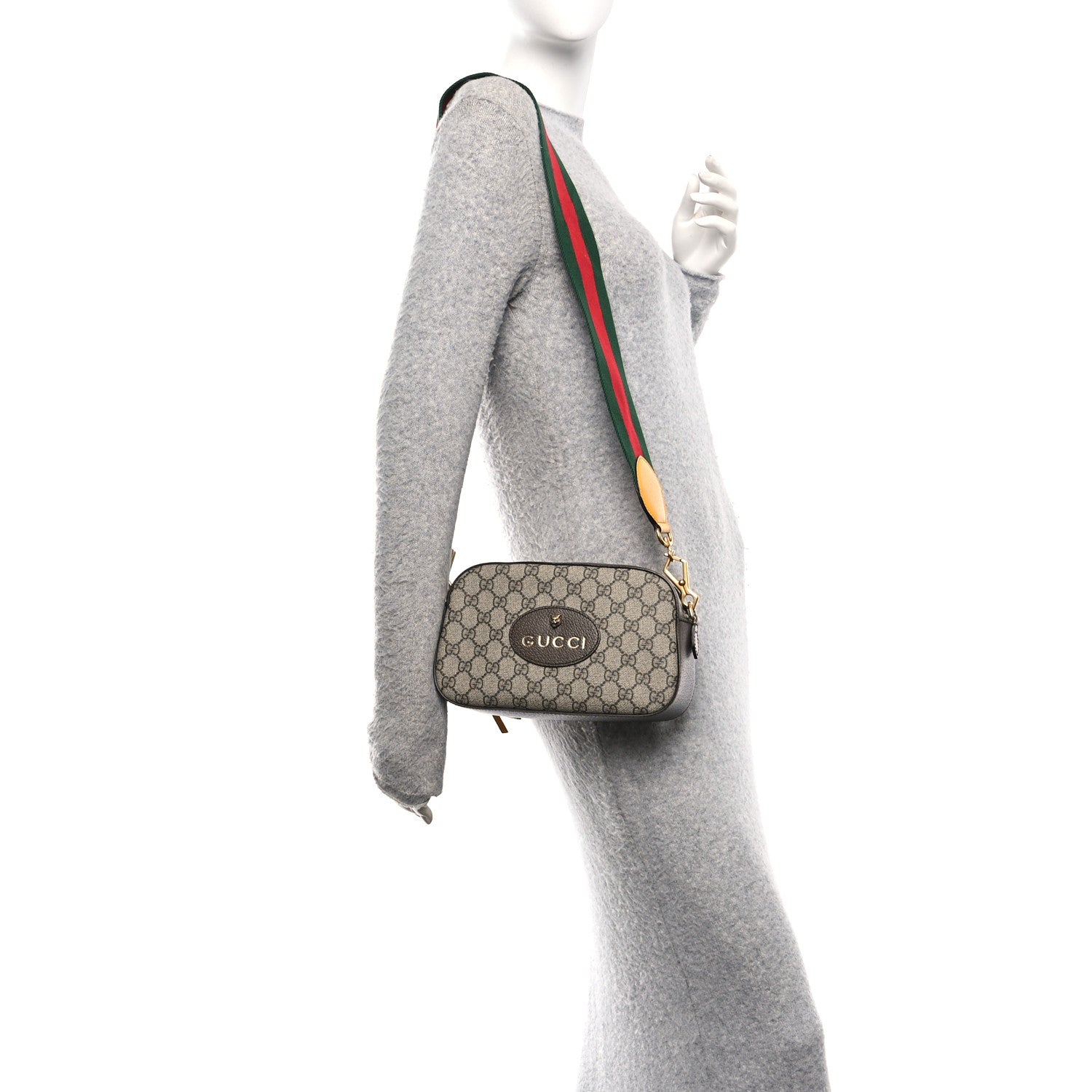 Gucci GG Supreme Monogram Web Neo Vintage Shoulder Bag Beige New Acero Crop 2 of 10