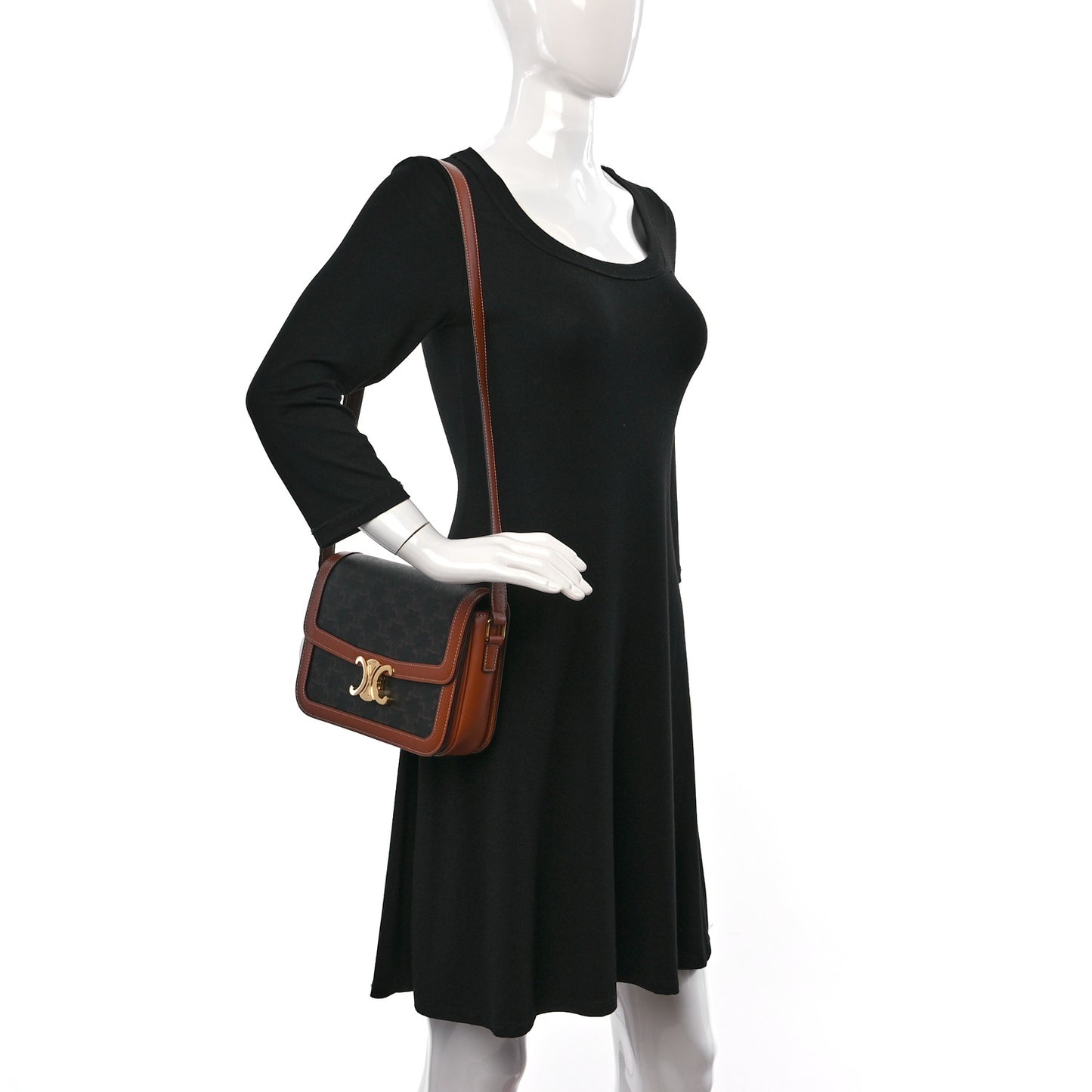 Triomphe Canvas Calfskin Medium Triomphe Bag Tan