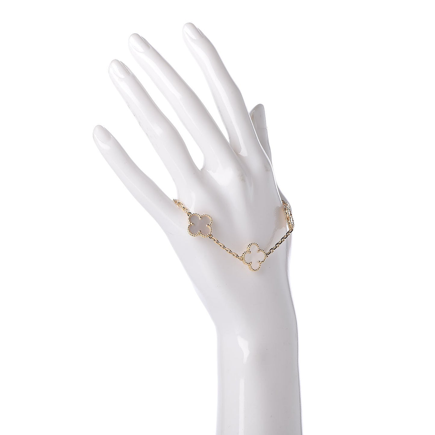 18K Yellow Gold Mother of Pearl 5 Motifs Vintage Alhambra Bracelet