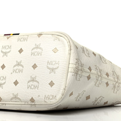 MCM Visetos Stirped Shopper Tote White 8 of 8
