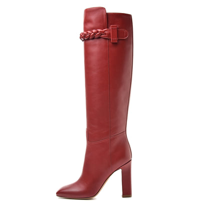 Valentino Garavani Vitello Braided Knee High 100mm Boots 37 Rosso Valentino 1 of 7