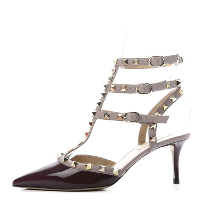 Valentino Garavani Patent Nappa Rockstud Ankle Strap 65mm Pumps 37 Rubin Poudre 1 of 8