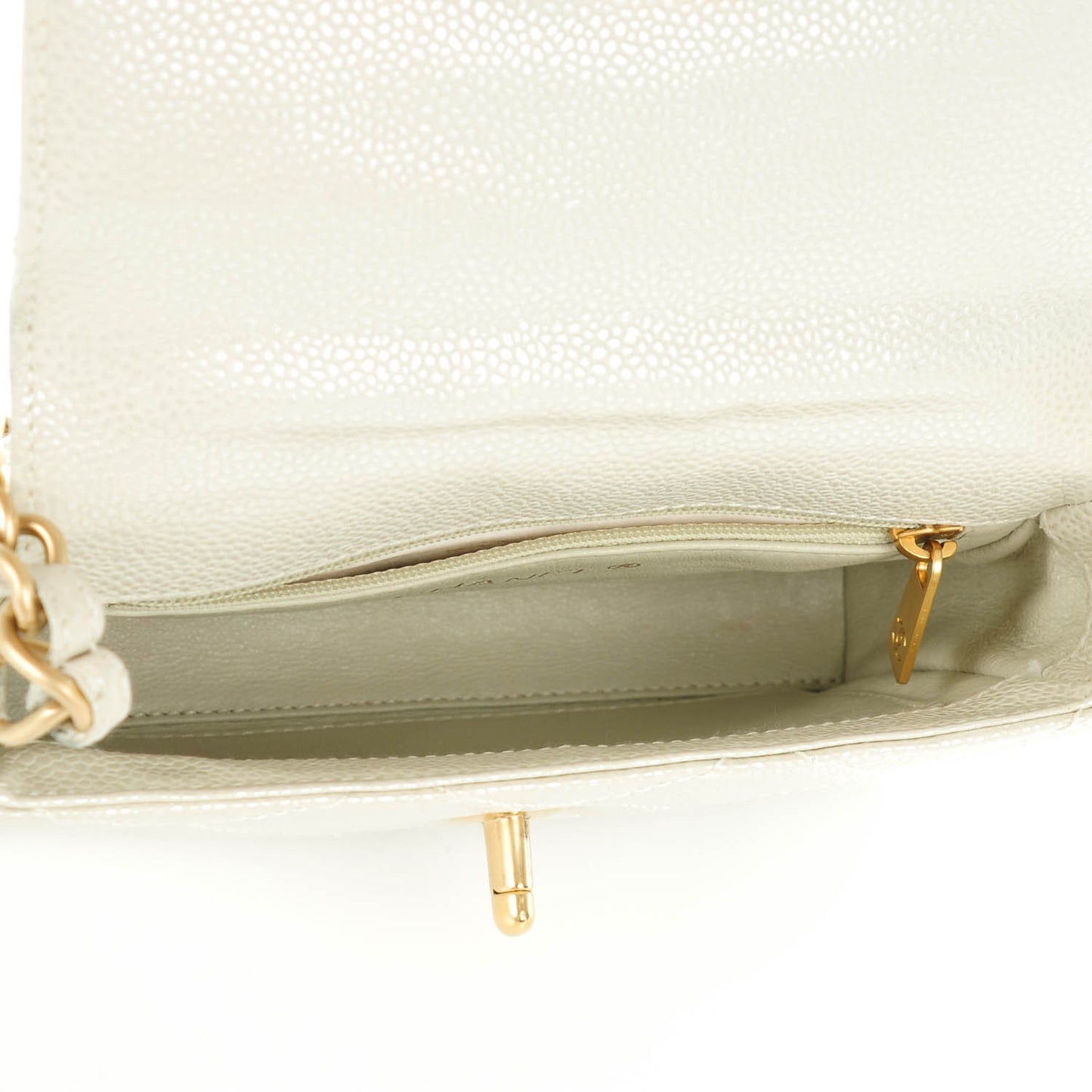 Caviar Quilted Mini Evening Bag Pearl