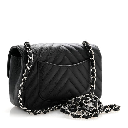 Chanel Caviar Chevron Quilted Mini Rectangular Flap Black 3 of 14
