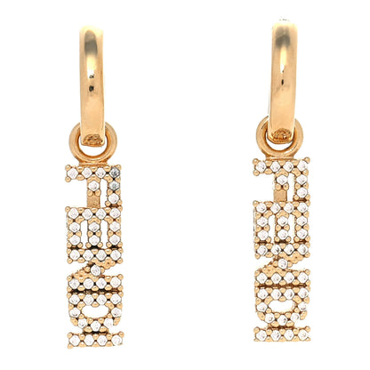 Fendi Metal Zircon Signature Logo Earrings Gold 1 of 6