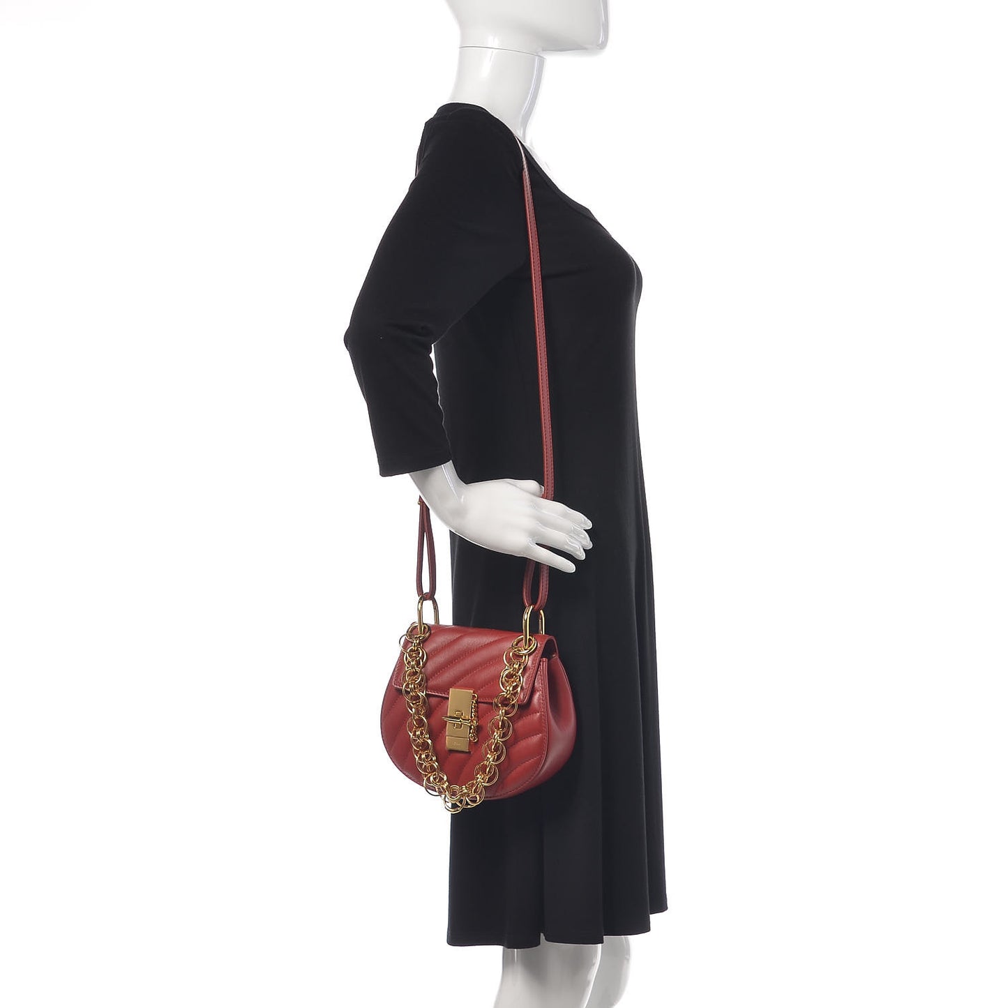Calfskin Quilted Mini Drew Bijou Shoulder Bag Dahlia Red